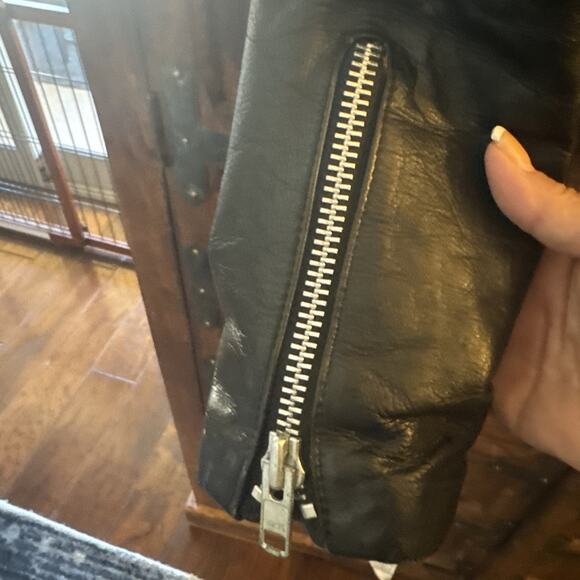 Vintage 80s cropped Espinoza’a Leather Motorcycle Leather Jacket size 46 - Picture 5 of 11